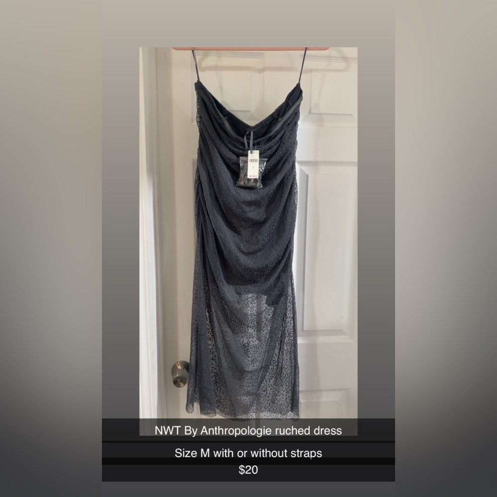 Anthropologie Strapless Gray Dress